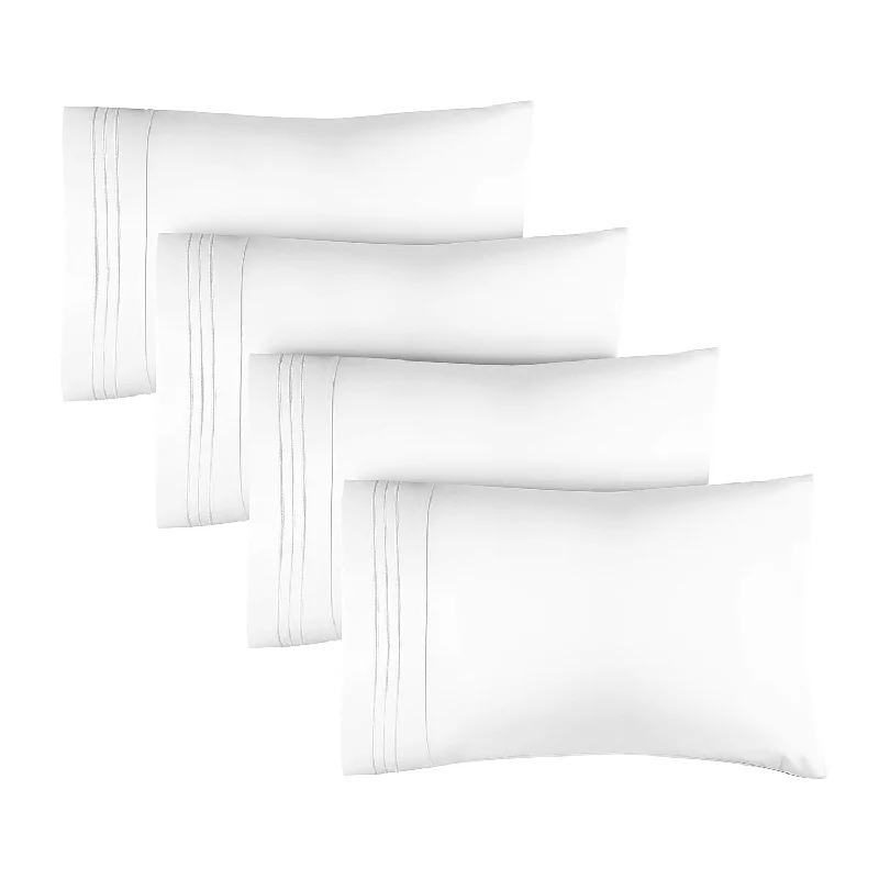 Pillow for spinal sleep-4 Pack Pillow Cases - King Size - 4Pc Pillow Cases - 4 Pack Pillow Covers - 4