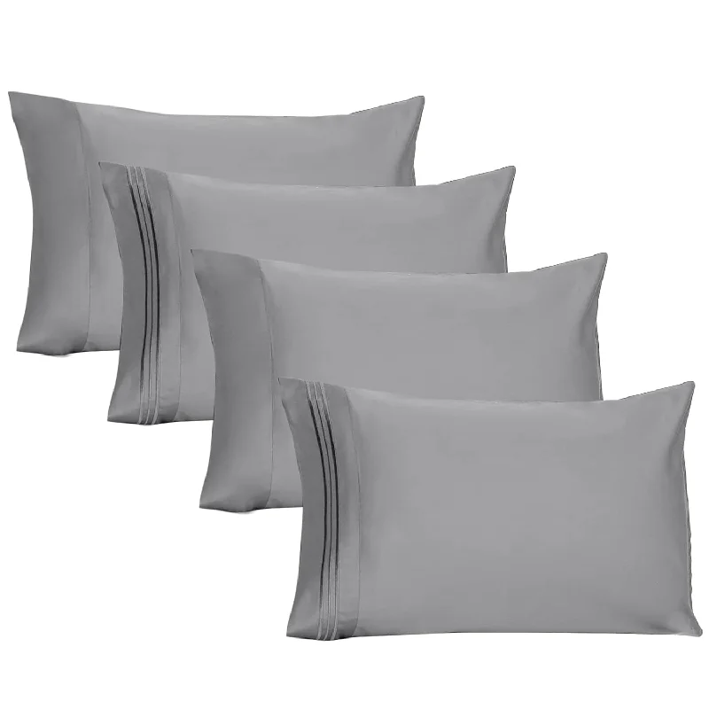 Pillow for warm nights-4-Pack Pillowcase Set 1800 Thread Count Egyptian Quality Microfiber Double Bru