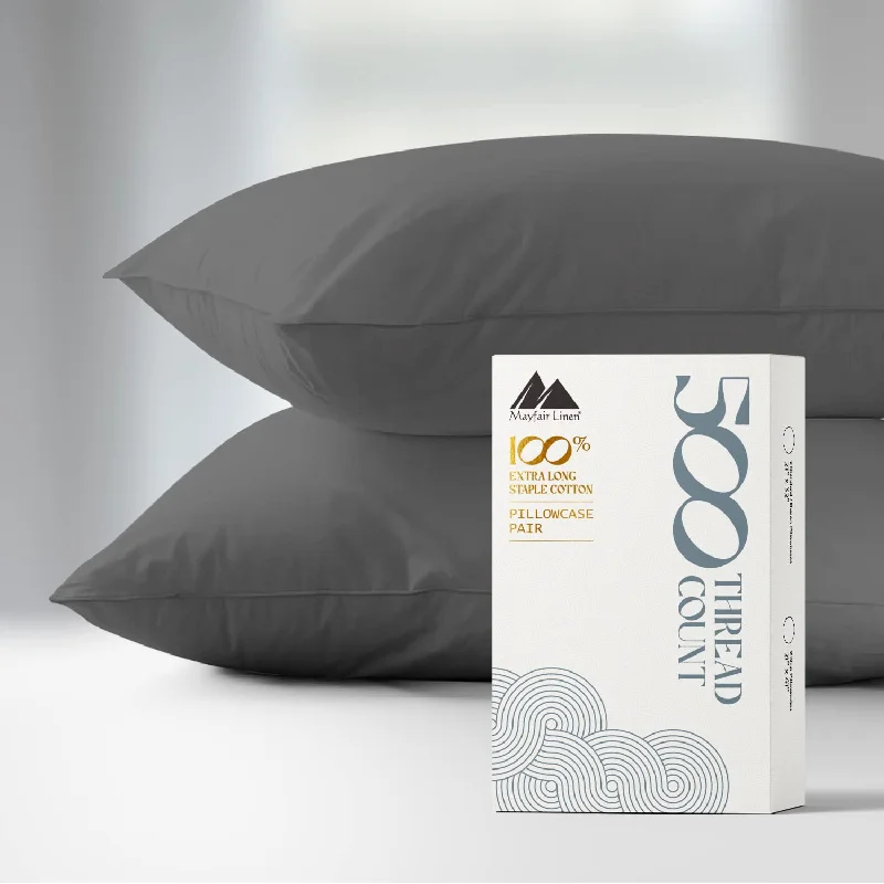 Pillow for luxury sleep-500 Thread Count 100% Cotton Pillow Cases Set Of 2 - Natural Cooling King Pill