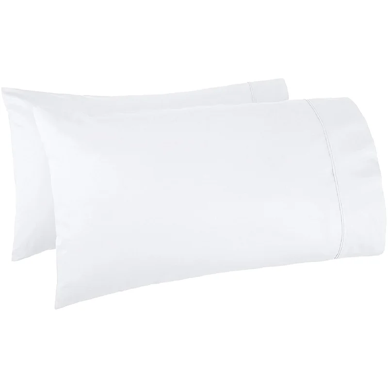 Pillow for back relief-600 Tc 100% Cotton Pillowcases (White, 2 Pc Queen Pillow Case)