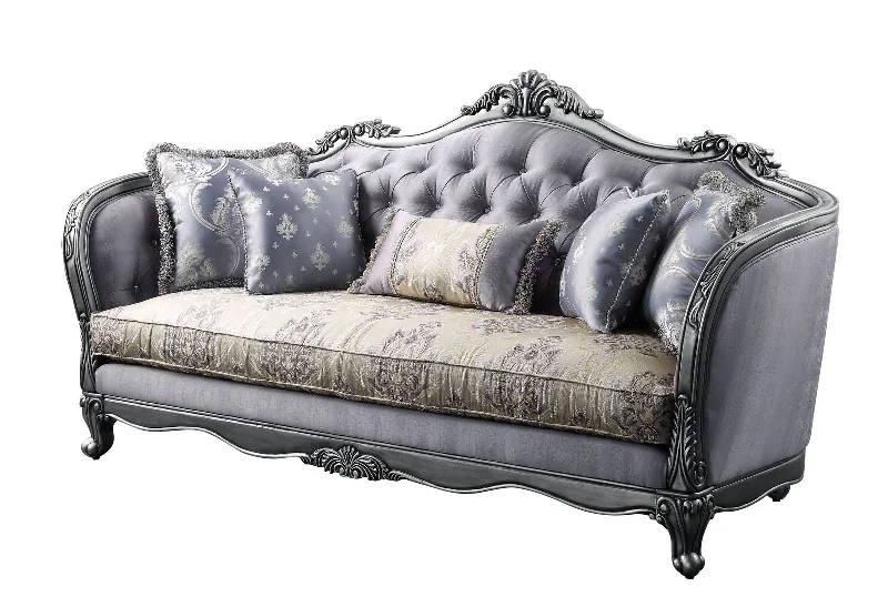 Pillow with breathable design-89" Platinum Imitation Silk Damask Sofa And Toss Pillows