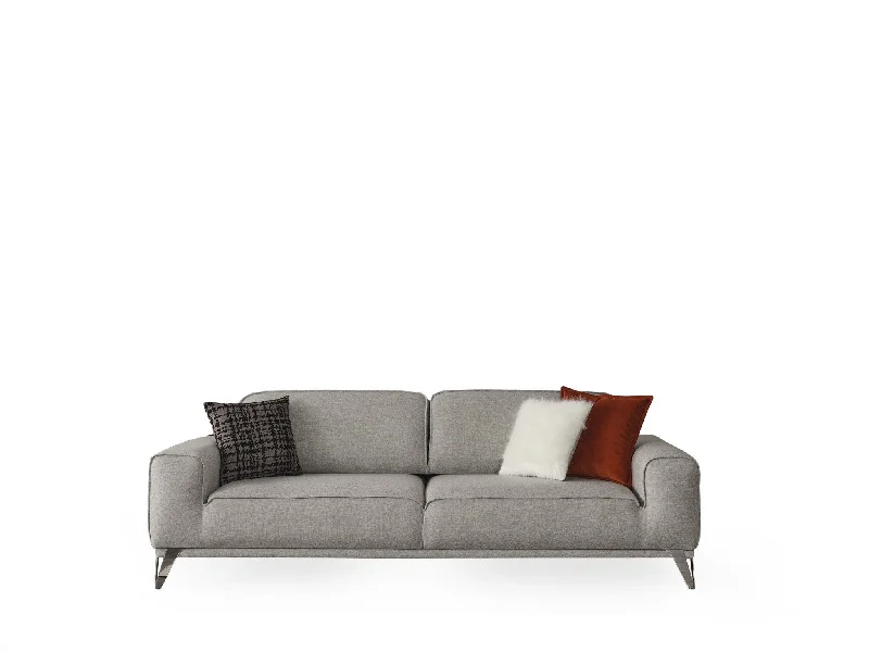 Pillow for maternity comfort-90" Linen Linen Sleeper Sofa And Toss Pillows With Silver Legs