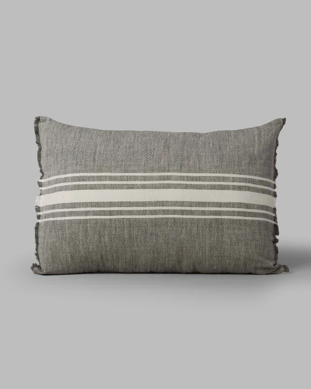 Pillow for cervical sleep-Alleppey French Stripes Pillow Cover - Grey & Ivory