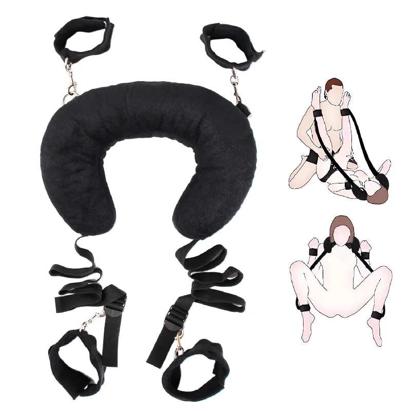 Pillow with light core-Bdsm Sex Bondage Restraints Neck Support Sex Pillow, Thigh Restraint Sling Ankle Wrist Cuff Adjustable Straps Adult Sex Toys For Couples Position Support (Black)