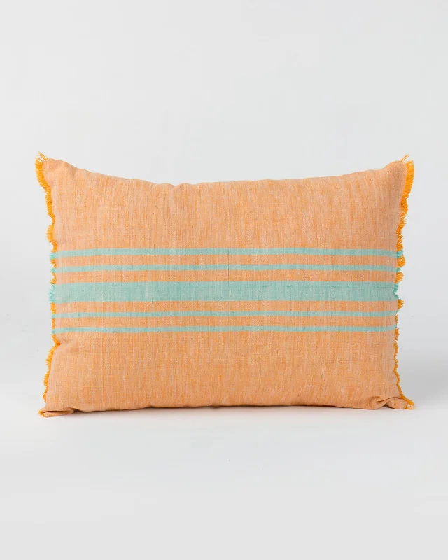 Pillow with plush finish-Ber Ber Stripe Pillow Cover - Tangerine