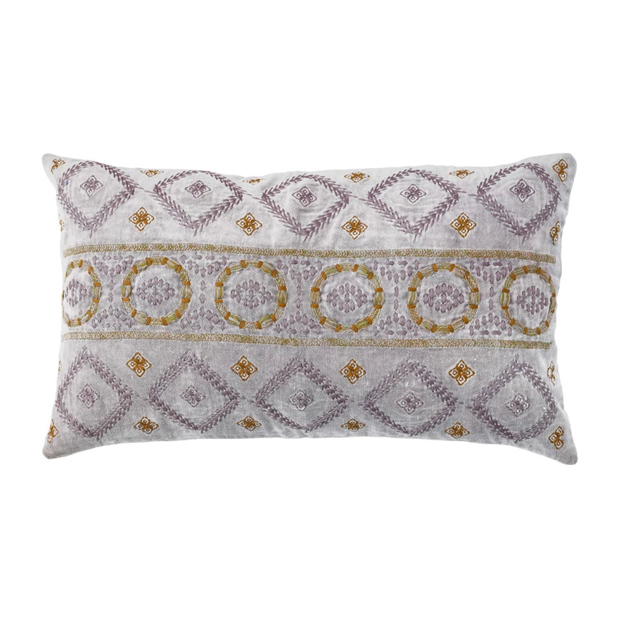 Pillow for spinal sleep-Bloomingville - Velvet Embroidered Pillow