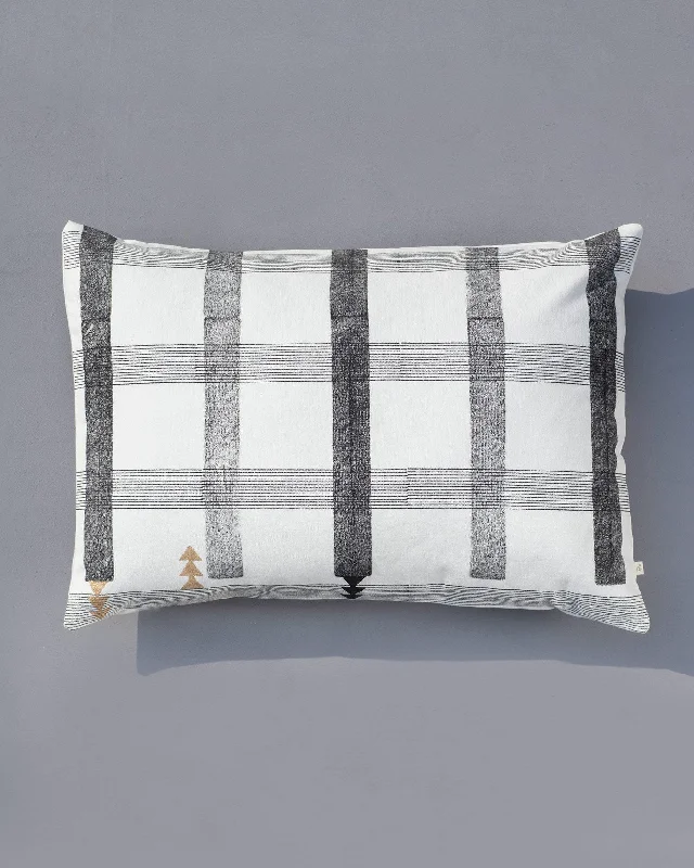 Pillow for young relaxation-Check Stripe Lumbar Pillow Cover - Black & White