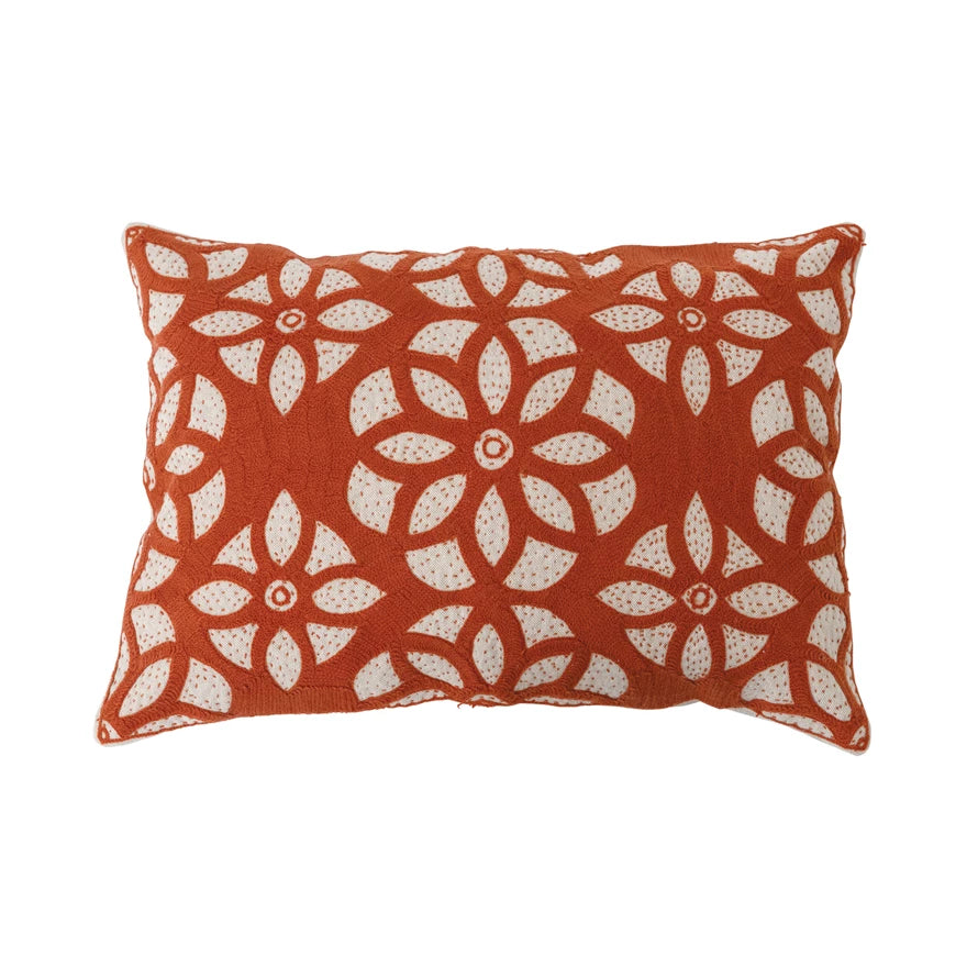 Pillow with cooling finish-Creative Co-op - Embroidered Medallion Lumbar Pillow