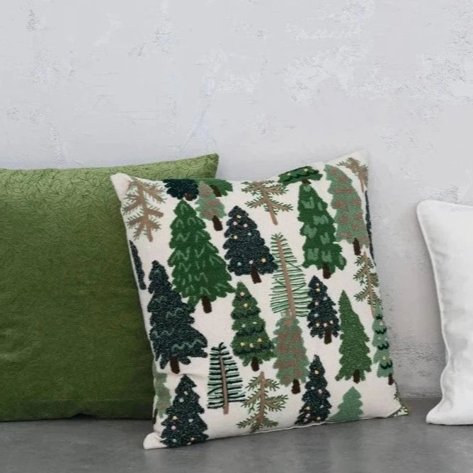 Pillow for hot relaxation-Creative Co-op - Embroidered Tree Pillow