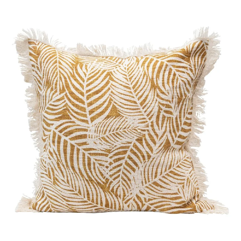 Pillow for nightly relaxation-Creative Co-op - Mustard Palm Frond Pillow