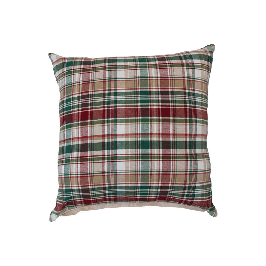 Pillow with lightweight texture-Creative Co-op - Plaid Square Pillow