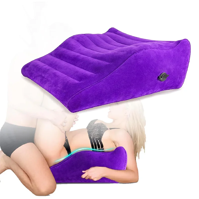 Pillow with fluffy fabric-Curved Sex Pillow, Sex Toy Sex Furniture Inflatable, Velvety Sex Cushion Sex Position Pillow, Sex Toys For Couples Comfort, Deeper Penetration Couples Sex Toys Purple Pillow For Bedroom