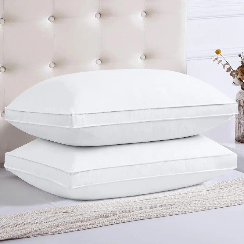 Pillow for teens-® Down Feather Bed Pillows For Sleeping 2 Pack 100% Cotton Cover Gusseted Hote