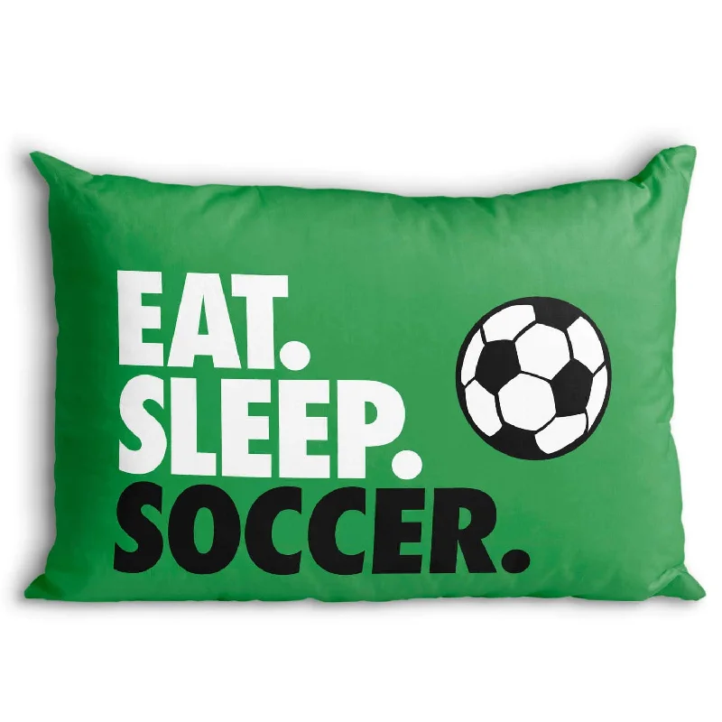 Pillow for spine support-Eat. Sleep. Soccer. Pillowcase | Soccer Pillowcase Home Decor | Green