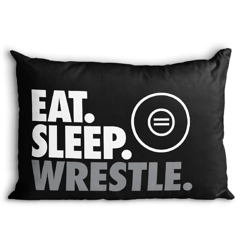 Pillow for cool sleepers-Eat Sleep Wrestle Pillowcase | Wrestling Pillowcase Home Decor | Black/Gray