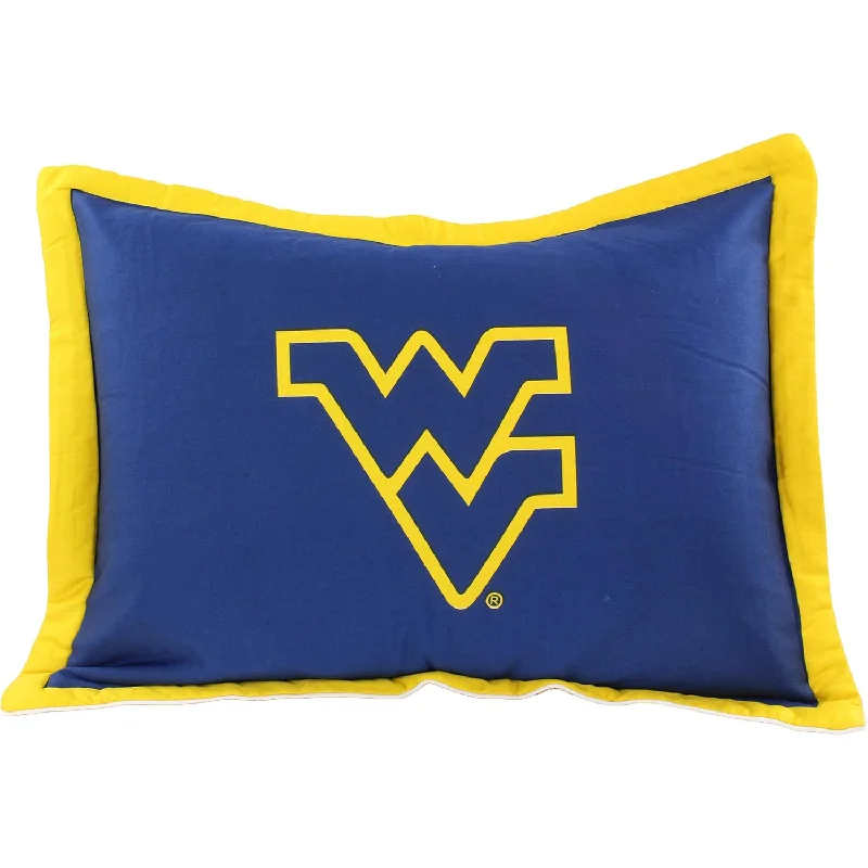 Pillow with allergy-friendly fill-Everything Comfy West Virginia Mountaineers Big Logo Reversible Quilted Pillow