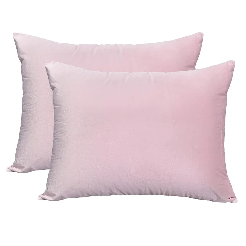 Pillow with machine-washable cover-Fall Winter Velvet Pillowcases Set Of 2 Pillow Cases With Zipper Closure Pink,