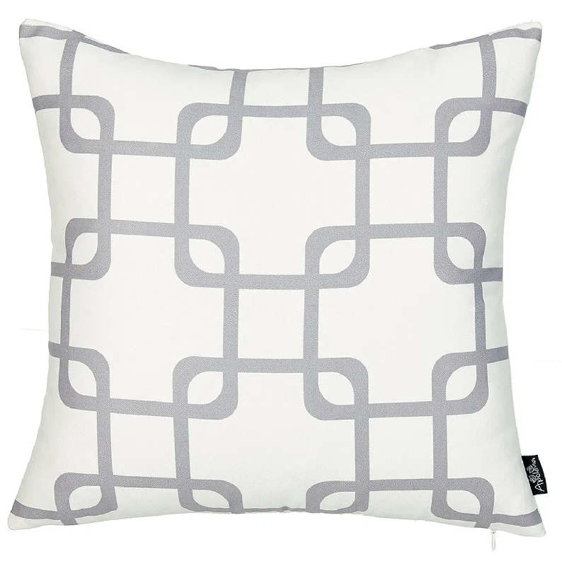 Pillow with strong fill-18" Gray and White Throw Pillow Cover