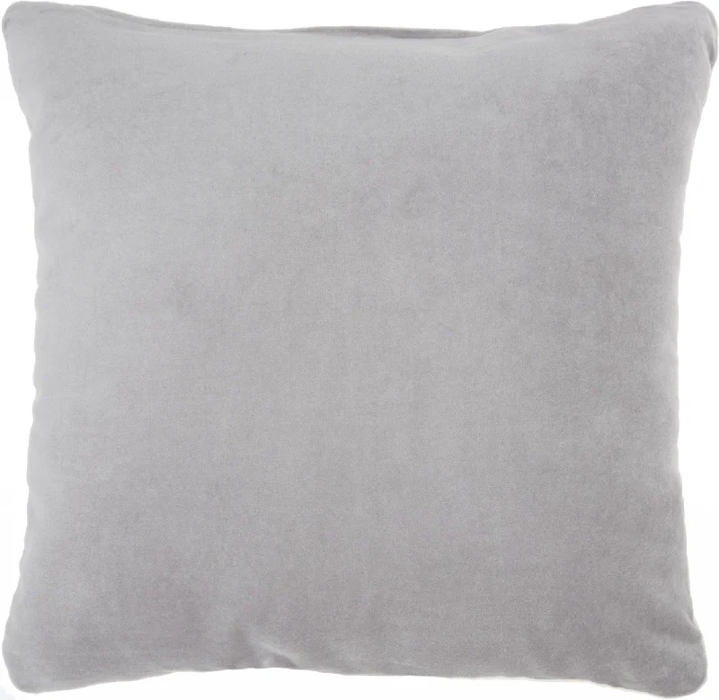 Pillow for cool sleep-16" Gray and Ivory Velvet Throw Pillow