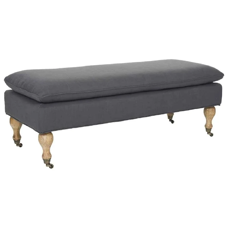 Pillow with high firmness-Hudson Collection Sutton Pillowtop Bench, Steel Gray