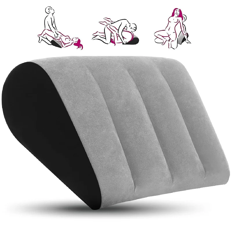 Pillow with detachable fabric-Inflatable Sex Position Pillow-Cushion Sex Pillow For Couples Fun Ideal For Enhancing Intimacy Bed Pillow-Ramp Lumbar Support Cushion Triangle Leg Pillow Sex Toys (Grey)