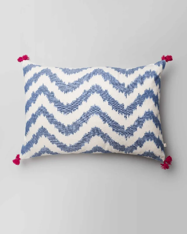 Pillow for king sleep-Kasuri Chevron Lumbar Pillow Cover