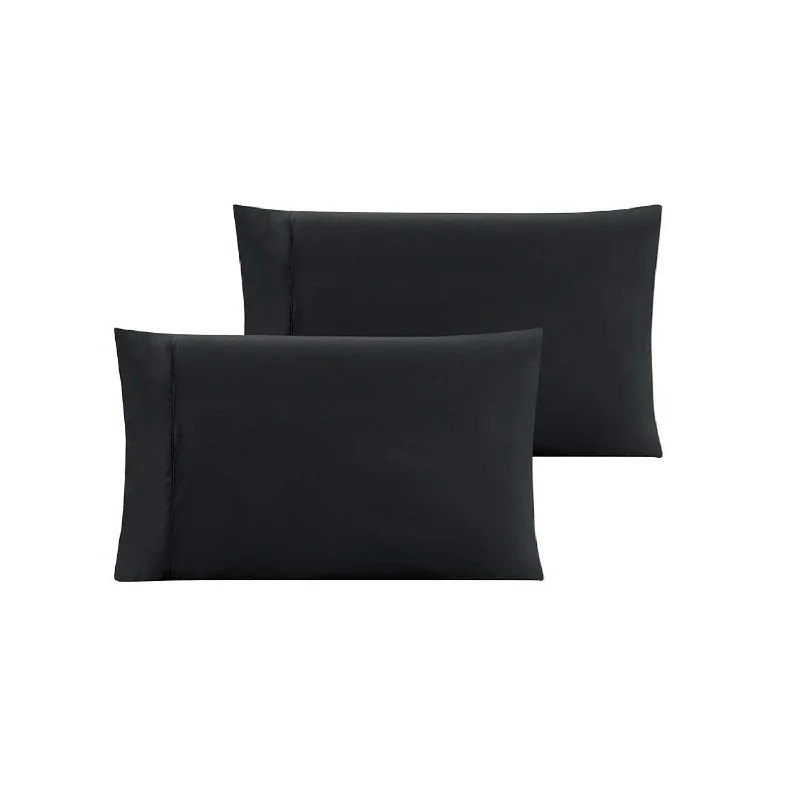 Pillow with smooth cover-King Size Solid Black Pillow Cases Brushed Microfiber 2 Piece Set, Silky Soft