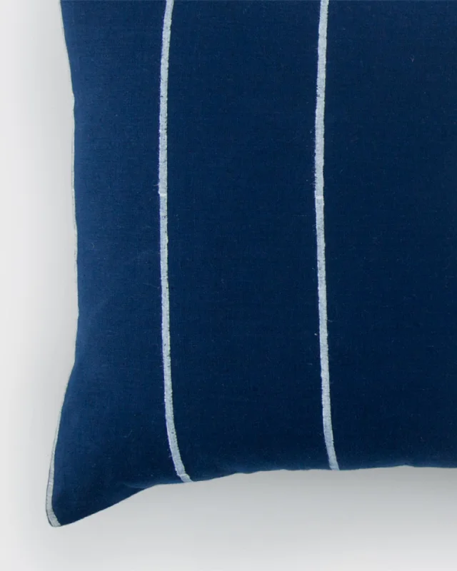 Pillow for back sleep-Kumarakom Nautical Stripe Pillow Cover - Indigo