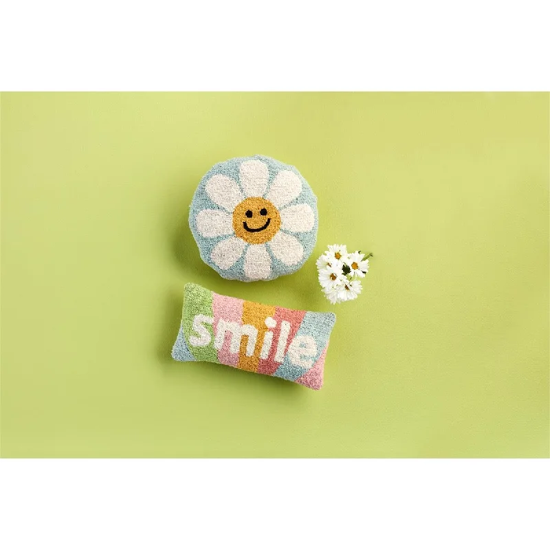 Pillow with linen finish-Mud Pie - Smile Hooked Pillow