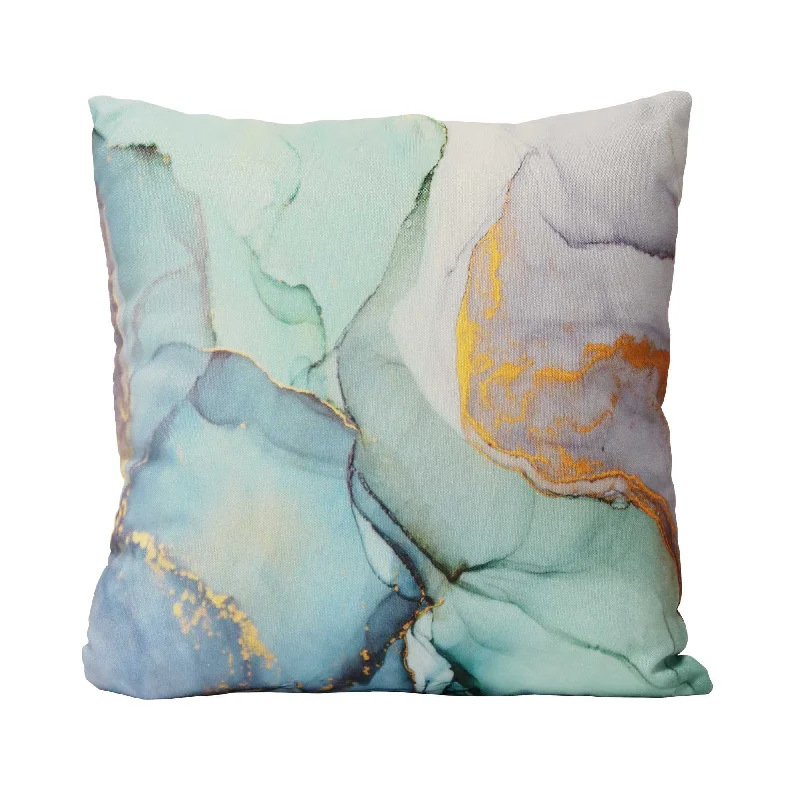 Pillow for maternity support-18" Blue and Green Marble Cotton Throw Pillow