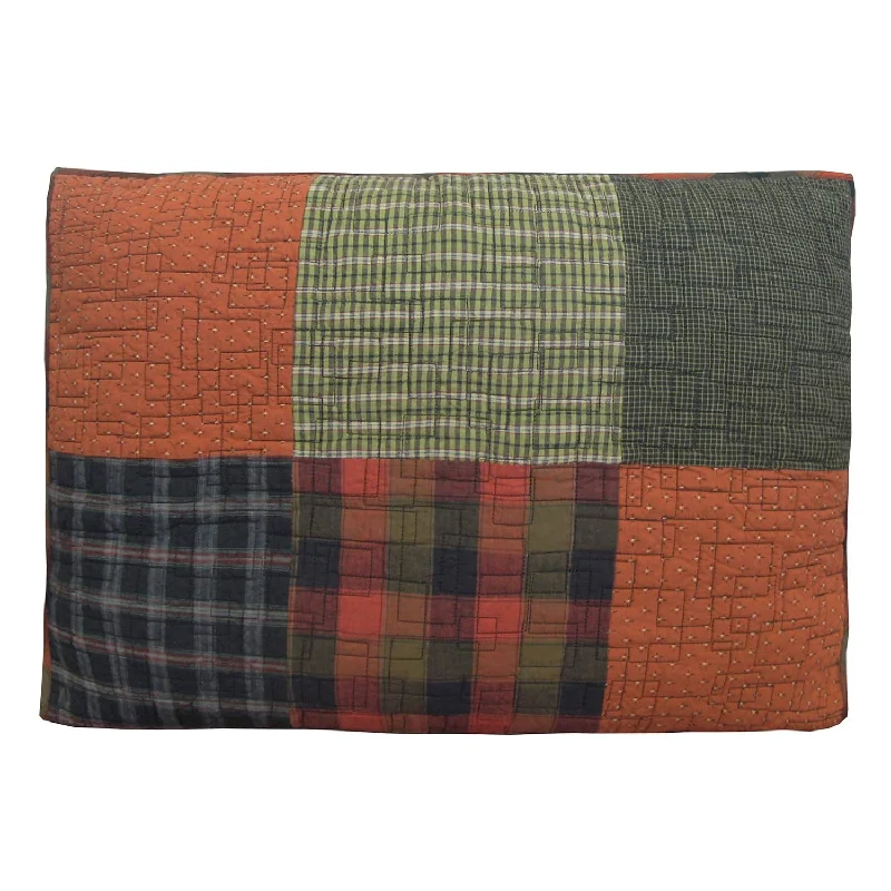 Pillow with memory foam fill-Pillow Sham - Woodland Square Lodge Decorative Pillow Cover With Patchwork Pat