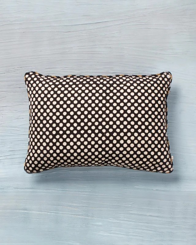 Pillow for posture relaxation-Polka Lumbar Pillow Cover - Black & White