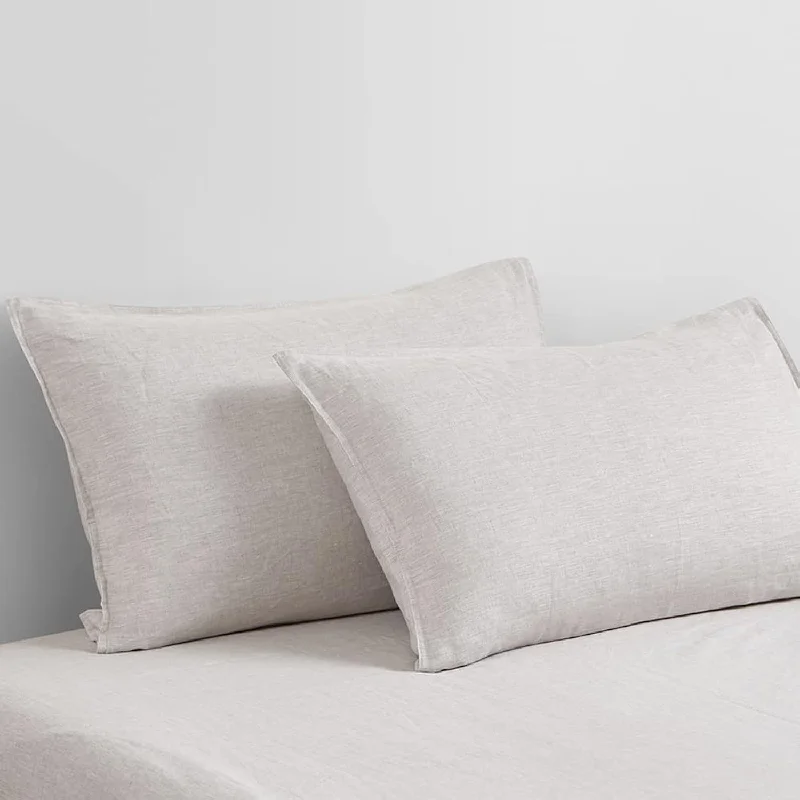 Pillow for hotel use-Pure Stone Washed Linen Pillowcases 1 Pair Woven From 100% Fine French Natural