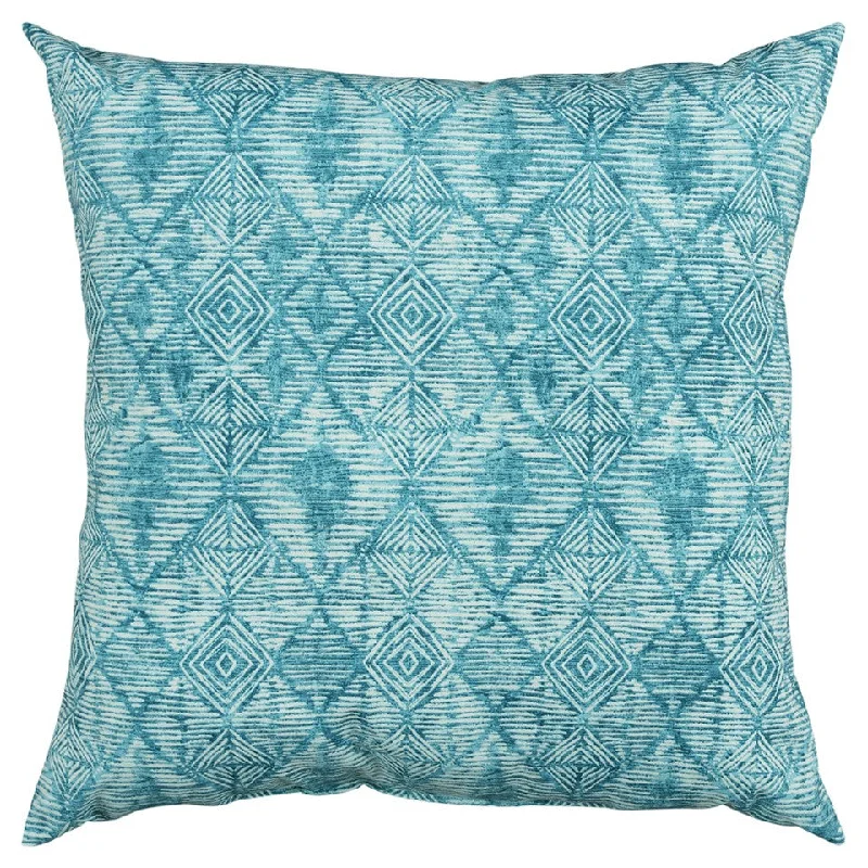 Pillow with ventilated finish-Set of Two 22" X 22" Teal Blue Indoor Outdoor Throw Pillow Cover & Insert