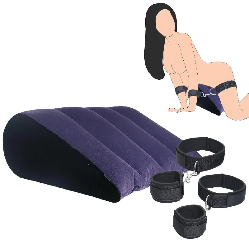 Pillow for posture relief-Sex Bondage Wrist & Thigh Pillow Handcuffs Bdsm Restraints Set, Sex Toys For Women With Position Support Pillow Inflatable Ramp Furniture For Couple Beginner Sm Game Play