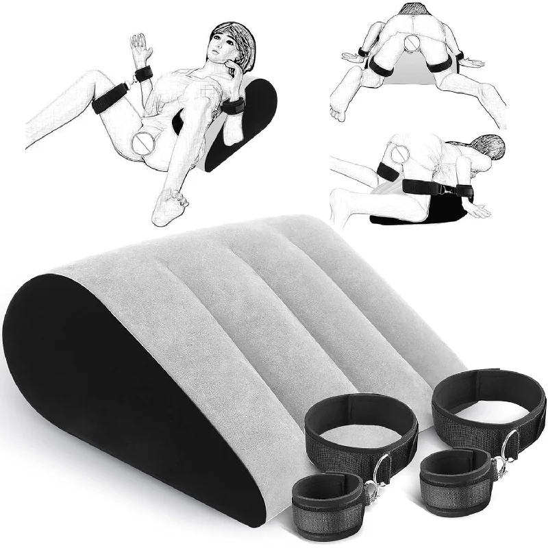 Pillow with gel-infused design-Sex Pillow Sex Handcuffs Bondage - Handcuffs Wrist Cuffs Inflatable Lumbar Support Pillow Bed Restraints,Sex Positions Pillow Sex Straps Sex Gifts Hip Support Pillow Bdsm Couples Sex Toy(Gray)