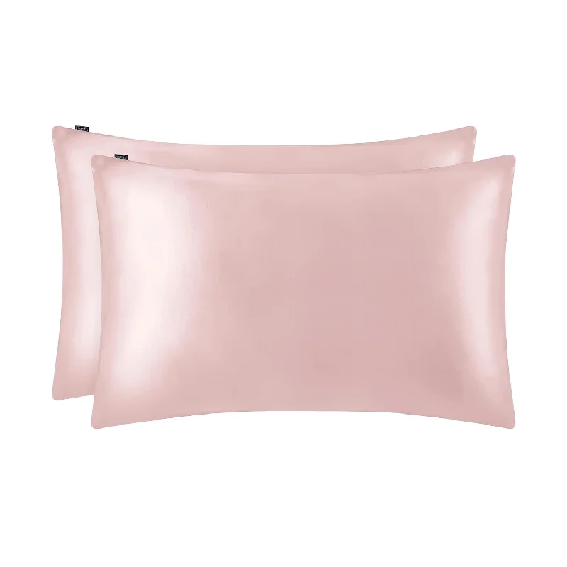 Pillow with natural bamboo-Silk Pillowcase 19 Momme 100 Mulberry Silk For Hair Charmeuse 2Pcs Rosy Pink S