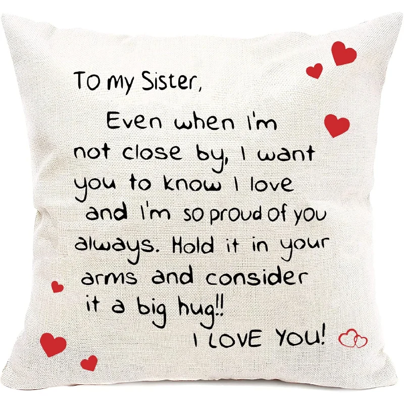 Pillow with satin texture-Sisters Gift From Sister,Two Sided Printing Sisters Pillow Cover Even When I'M