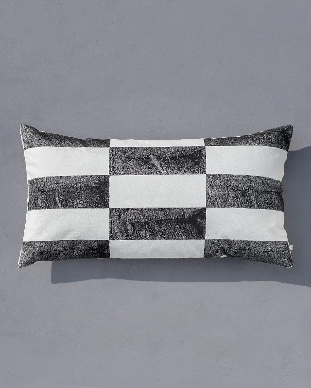 Pillow for bedroom sleep-Stone Town Lumbar Pillow Cover - Black & White