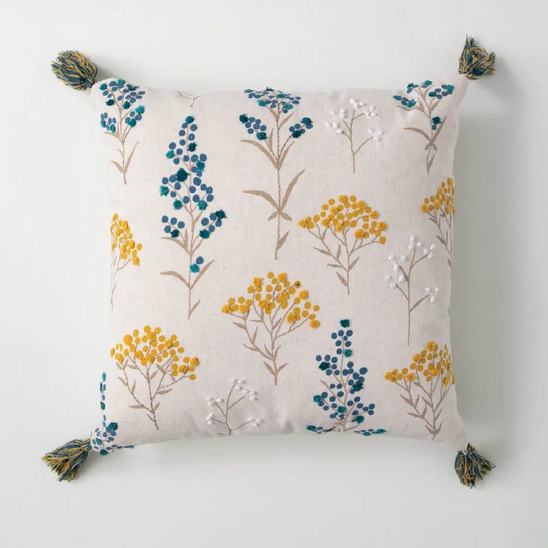 Pillow with extra design-Sullivans - Embroidered Botanical Pillow