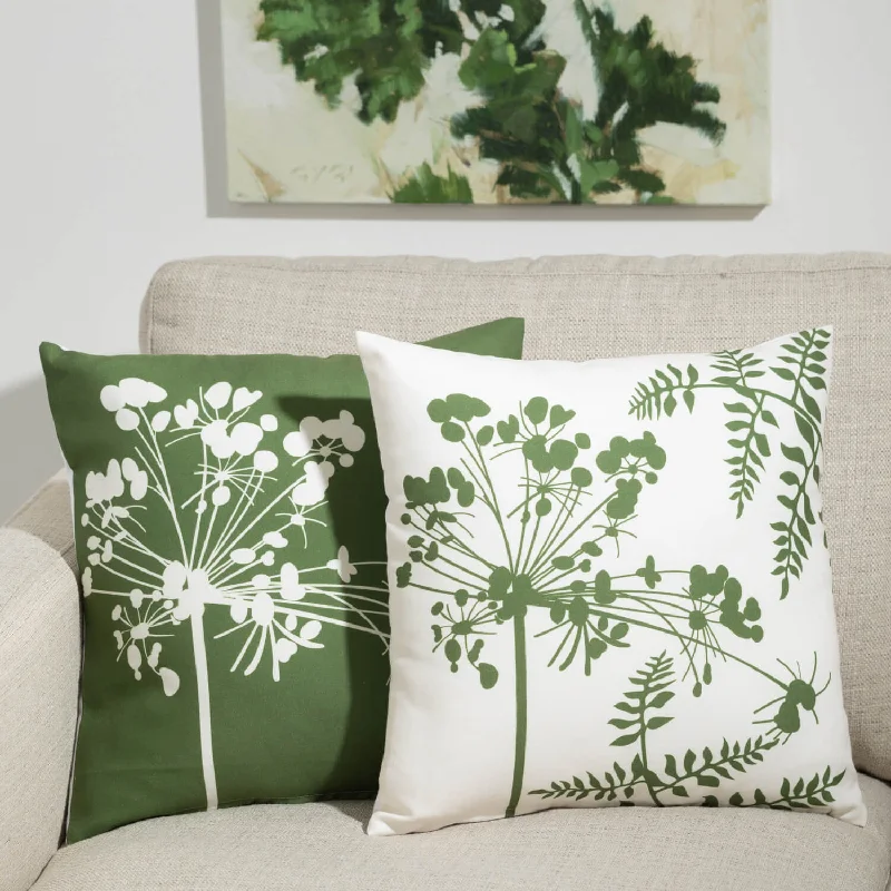 Pillow with bamboo texture-Sullivans - Green & White Floral Pillows