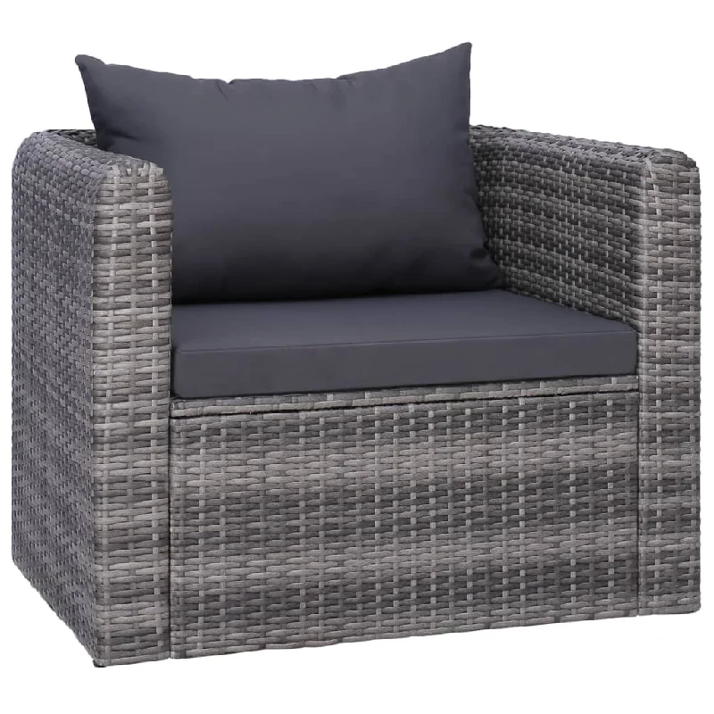 Pillow for cervical sleep-Patio Chair with Cushion and Pillow Poly Rattan Gray