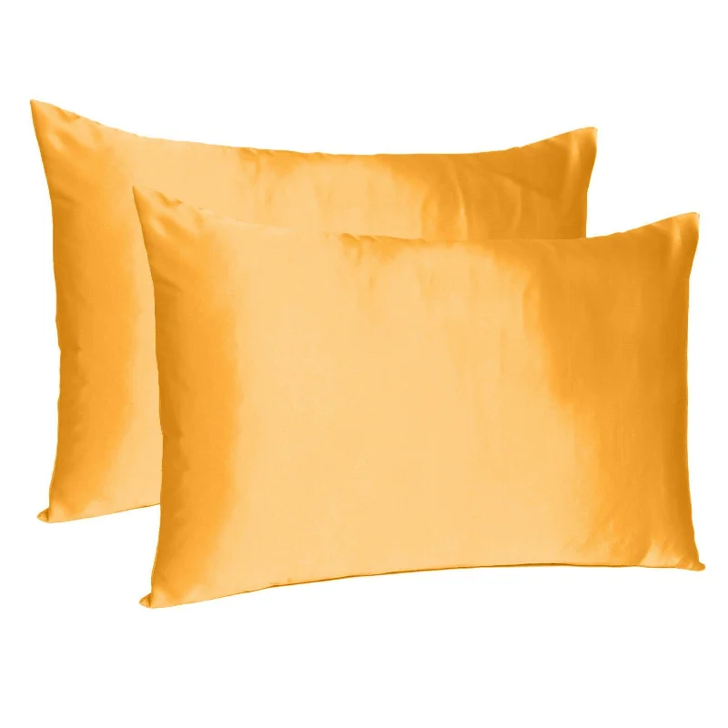 Pillow for luxury sleep-Apricot Dreamy Set Of 2 Silky Satin Standard Pillowcases