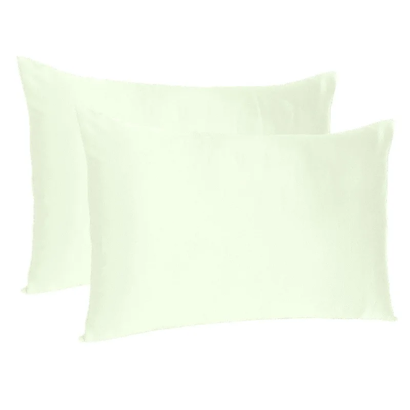 Pillow for warm relaxation-Ivory Dreamy Set Of 2 Silky Satin King Pillowcases