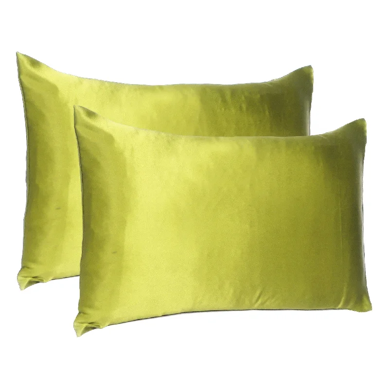 Pillow with satin design-Lemongrass Dreamy Set Of 2 Silky Satin King Pillowcases