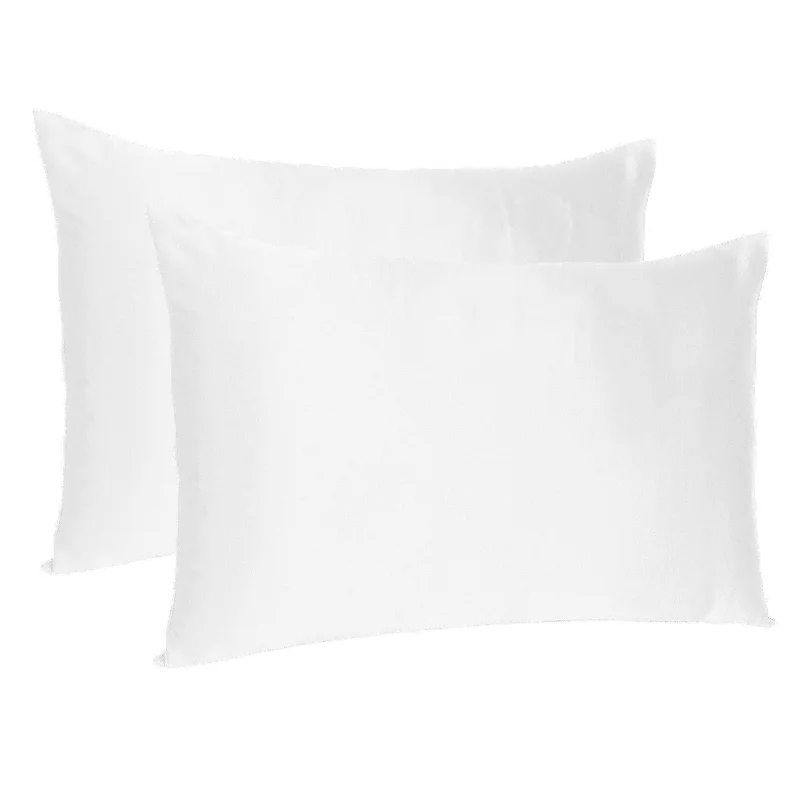 Pillow for camping relaxation-White Dreamy Set Of 2 Silky Satin King Pillowcases