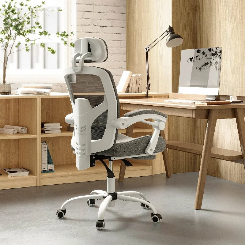 Pillow with breathable cover-Ergonomic Mesh Office Chair with Lumbar Support Pillow, High Back Computer Executive Desk Chair with Adjustable Headrest