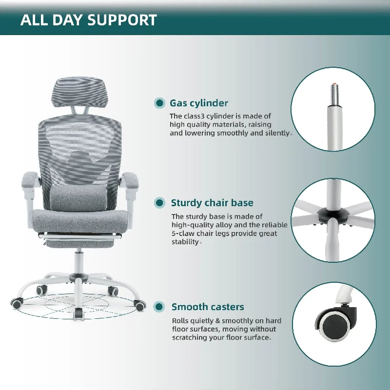 Pillow with soft texture-High Back Ergonomic Office Chair with Lumbar Support Pillow