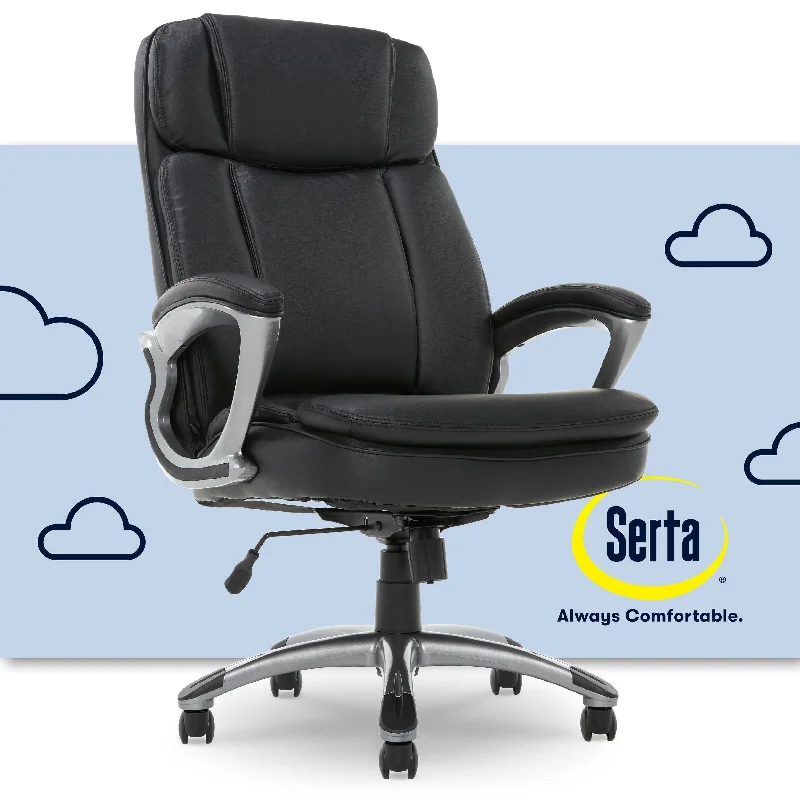 Pillow for lower back-Serta Fairbanks Big and Tall High Back Ergonomic Executive Office Chair, with Layered Body Pillows, Contoured Lumbar