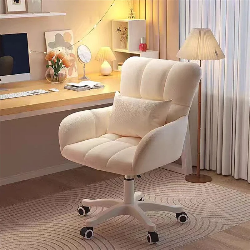 Pillow with cozy feel-Upholstered Task Chair,Home Office Desk Chair with pillow,360°Swivel